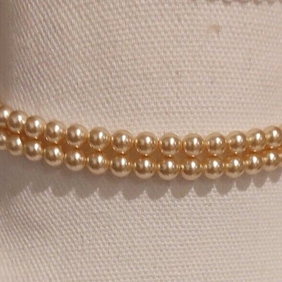 Richelieu Double Strand Faux Pearl Necklace Choker Champagne | Vintage - Picture 8 of 11